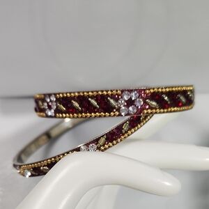 Pair of Handcrafted Indian Bangles with Sequin and Crystal Embellishments